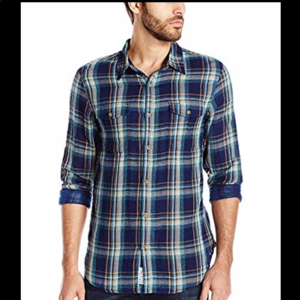 Lucky Brand plaid button down shirt Sz L